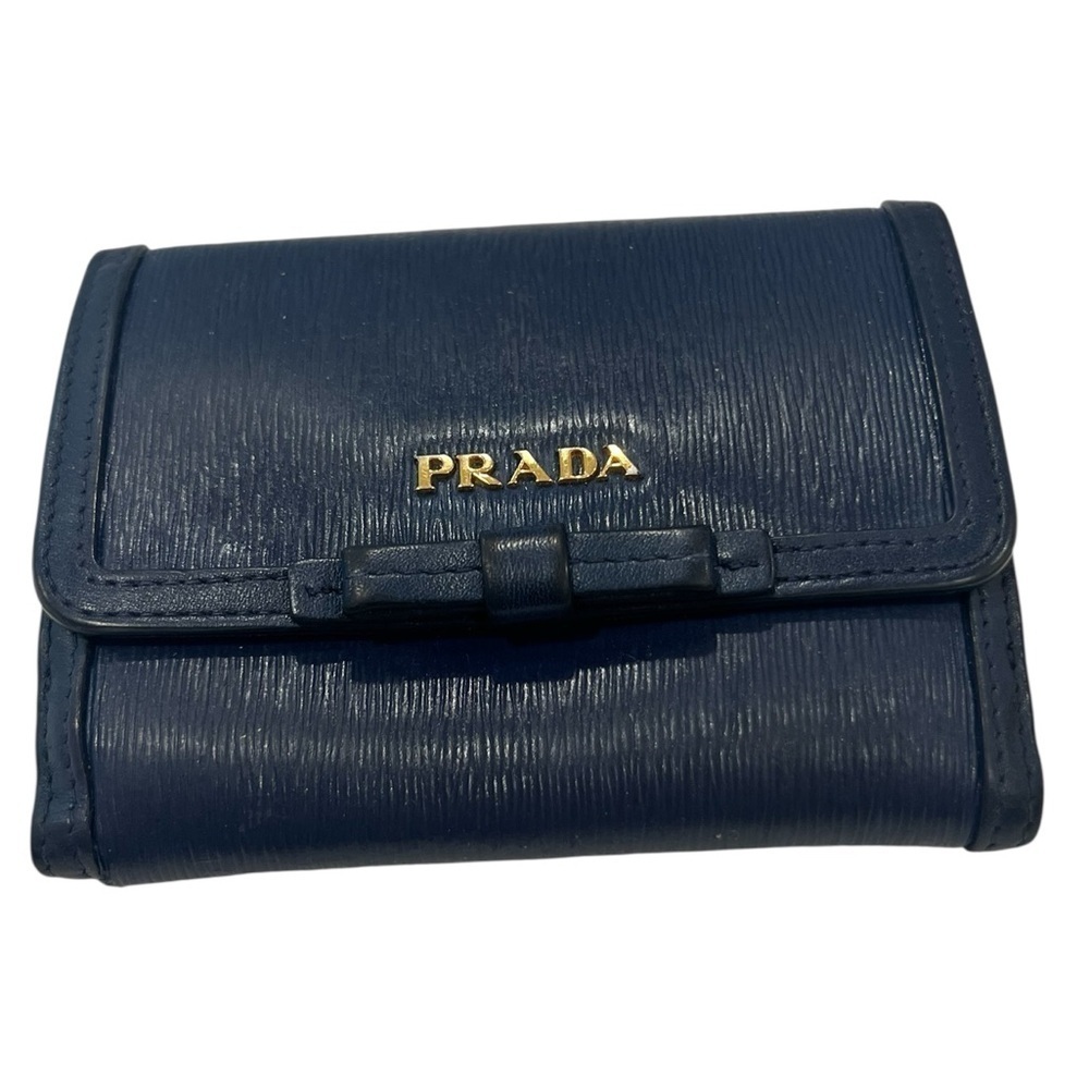 PRADA | Diagramme Leather Wallet | Navy Blue
